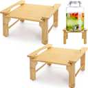Tebery 2 Pack Natural Bamboo Drink Beverage Dispenser Stand, Water Jugs Glass Water Pitcher Base Fits 6-8 Inches Diameter for Home, Parties, and Catering Events
