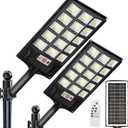 Voolex 2 Packs Solar Stree Light 10000LM Wide Angle Flood Lights Solar Dusk to Dawn Lights Outdoor with Remote Control & Motion Sensor for Garden,Yard,Path, Parking Lot
