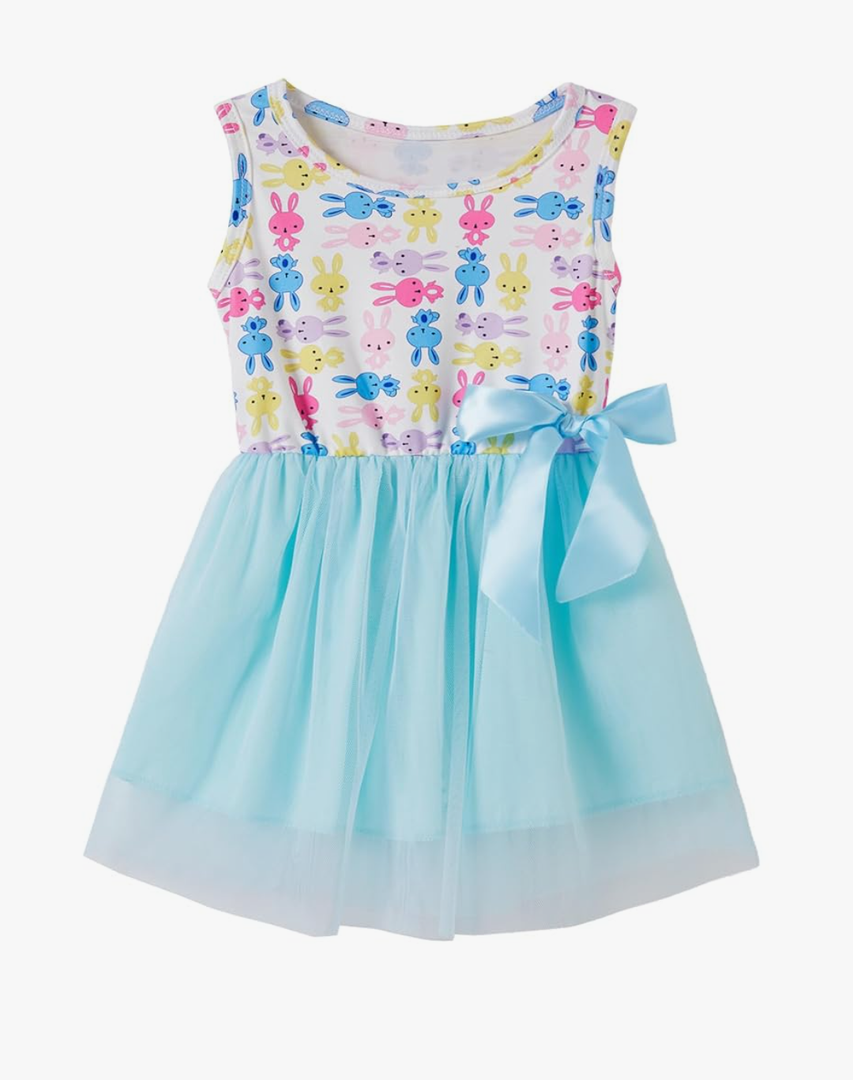 Girls Sleeveless Dress Toddler Bunny Tutu Sundress Casual Party Dresses Blue  Size 120
