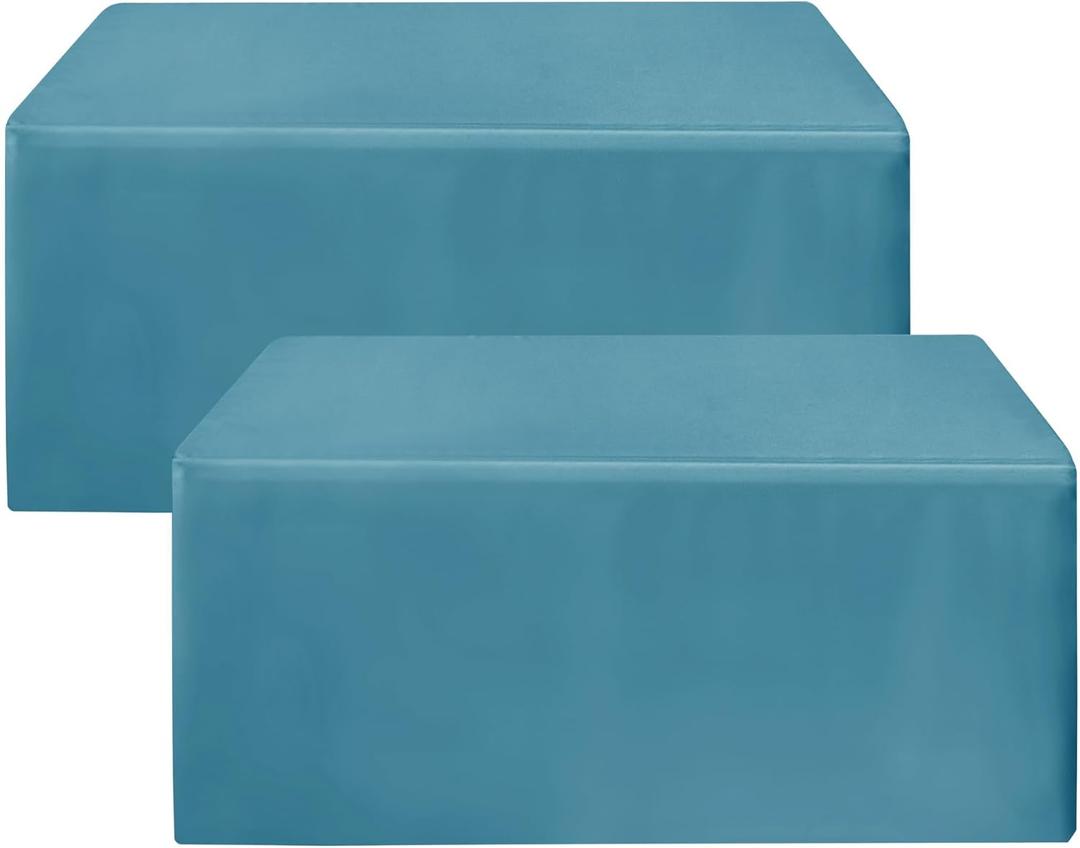 HolidayIdeas 2 Pack Fitted Tableclothes - 48 x 24 Inch - Teal Rectangle Tablecloths for 4 Foot Tables, Polyester Fabric Table Covers for Parties, Baby Shower, Wedding, Trade Show