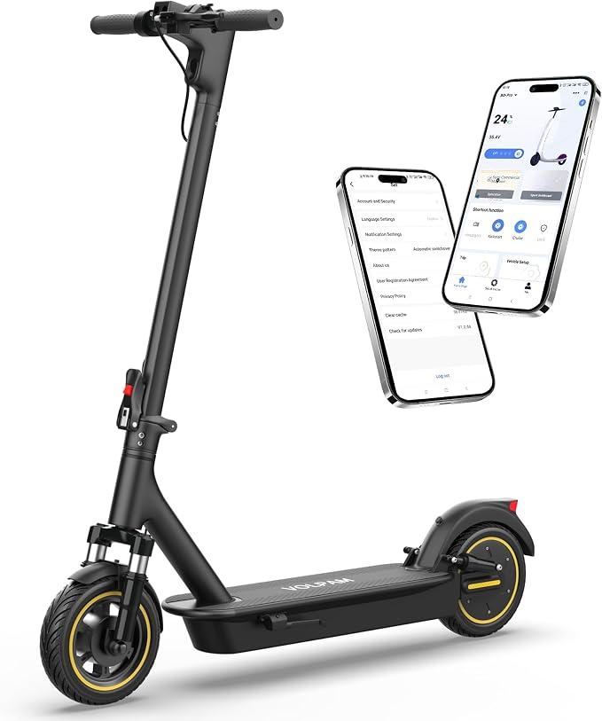 Electric Scooter for Adults, 10" Solid Tire, Max 28 Miles Range, 500W Motor, 22 MPH, Dual Suspensions, Foldable Commuting E Scooter, Dual Brake, APP Control, Cruise Control
