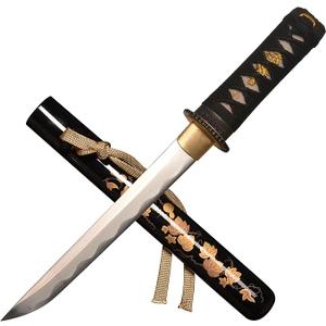 SV Hand Forged Mini Samurai Sword Katana Tanto Japanese Small Samurai Short Sword Full Tang Sharp 16.53 Inch (Black, Type A)