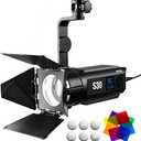 Godox S30 LED Spotlight Video Light with Barndoor, 30W 5600K 40000Lux@0.5m Daylight Studio LED Spot Light, CRI 96+ Brightness 10100%