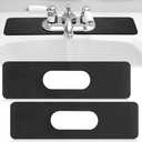 Tioncy 2 Pcs Faucet Mat Sink Splash Guard Oval-hole Oval Splash Pad for Kitchen Sink Oval Base Diatomite Faucet Mat for Bathroom Absorbent Mat Splatter Screens(Black)