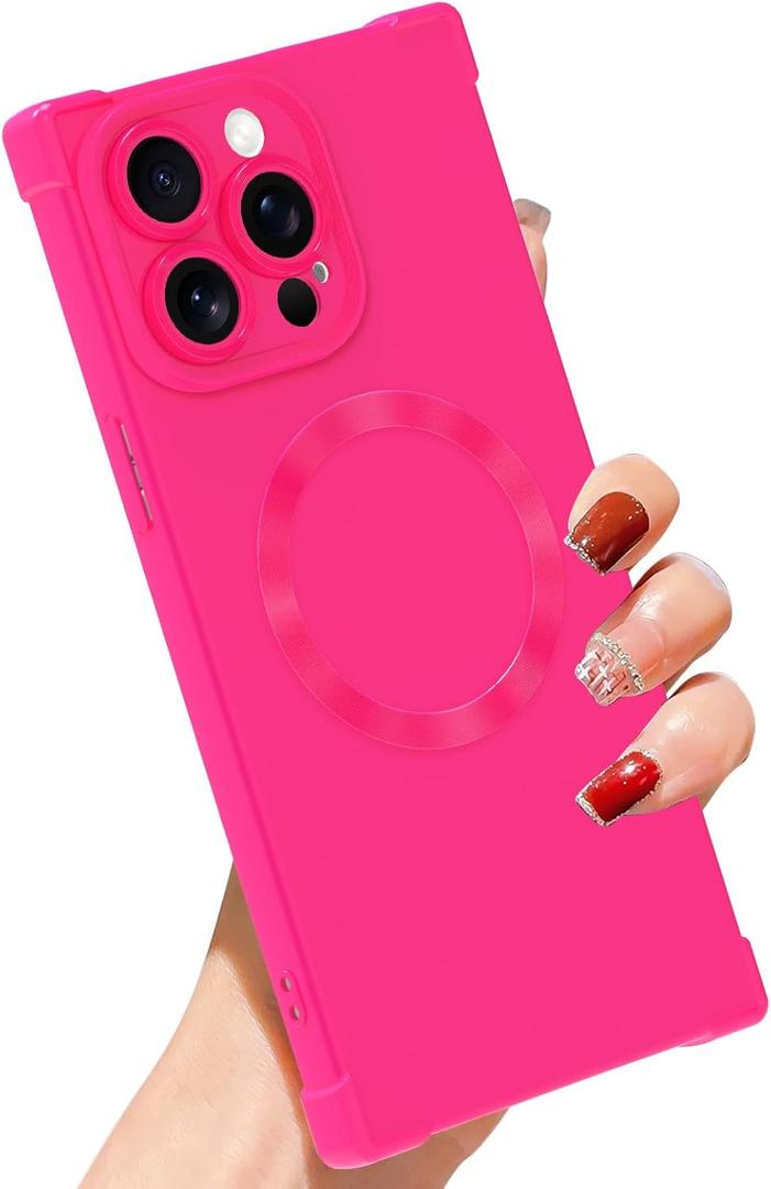 SAKUULO Magnetic for iPhone 14 Pro Max Case, Compatible with Magsafe, Full Camera Protection Silicone Shockproof Protective Slim Phone Cover for Women Girls for iPhone 14 Pro Max 6.7inch, Hot Pink