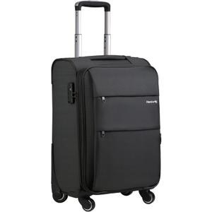 Hanke 20 Inch Expandable Carry On Luggage 22x14x9 Airline Approved Softside Suitcases with Wheels Lightweight Travel Luggage Rolling Suitcase with Lock for Men and Women.(Dark Gray) (Black)