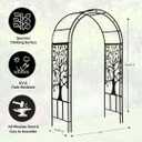 Plow & Hearth Metal Garden Arch Trellis Arbor Tree of Life Panels, 7 feet Freestanding Outdoor Arch Trellis for Climbing Plants, Pathway Entry and Wedding Garden Decor