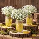 Suncalla 49 Pcs/6 Set Lemon Table Centerpiece Baby Breath Mason Jar with Burlap Fake Lemon Slices Gypsophila Centerpiece Decor for Engagement Party Bridal Shower Wedding Reception Picnic Table Decor