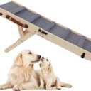 Rockever Dog Ramp, Folding Dog Ramp, Wooden Non-Slip Dog ramp for Couch for Small Medium Old Dogs, Adjustable from 11" to 14" 3 Levels Pet Ramp for Couch, Bed, Car