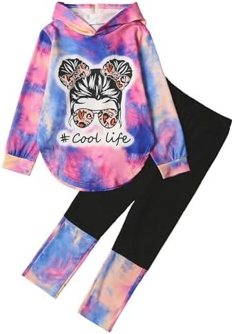 Woleroyir Girls Clothes Tie Dye Long Sleeve Hoodie Sweatshirt and Pants Sets Cute Girl Outfits Size 5-6 Years