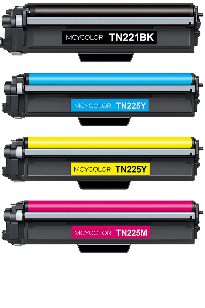 TN221 TN225 Toner Cartridges Set Replacement for Brother TN-221 TN-225 High Yield Color Toner Compatible with MFC-9130CW HL-3170CDW HL-3140CW HL-3180CDW (Black/Cyan/Magenta/Yellow)