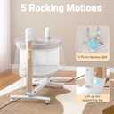 TimChic Electric Baby Bassinet, 7 Height Adjustable Rocking Bassinet for Baby, Auto Infant Crib with Timer, 12 Preset Melodies, Wheels, Smart Rocking Crib for Newborns, Beige