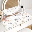 2 x QIYI Large Mouse Pad, Floral Desk Mat for Desktop, Women Girls PU Leather Waterproof Gaming Mousepad, Computer Laptop Flower Desk Accessories Protector Writing Pad for School Office Home 31.5" x 15.7"