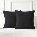 FUTEI Black Throw Pillow Covers 20x20 Inch Set of 2,Furry Faux Fur Teddy Boucle Textured Cushion Covers,Soft Fluffy Decorative Pillow Case,Home Decor for Couch Bed Living Room Office Car