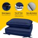 AAAAAcessories Outdoor Seat Cushions for Chairs, Fade-Resistant, Waterproof Patio Furniture Replacement Cushions, 25.5" x 25.5" x 5" + 25.5" x 13.5", Navy Blue