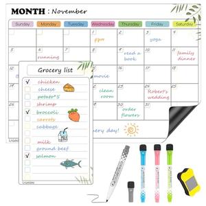 LRAMILMI Magnetic Dry Erase Calendar for Refrigerator (2 Pack Monthly & Daily) - 14.5x11 Planner Magnet Whiteboard for Fridge Kitchen Menu, Meal Prep, Family Organization, Pack Of 2