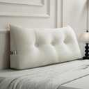 Gnostik Headboard Pillow Twin, White Triangular Wedge Headboard Pillow for Reading and Resting Backrest Positioning Support Pillows for Bed Dorm Sofa, 39.4"x15.7"x7.5", Twin Size:39.4x15.7x7in