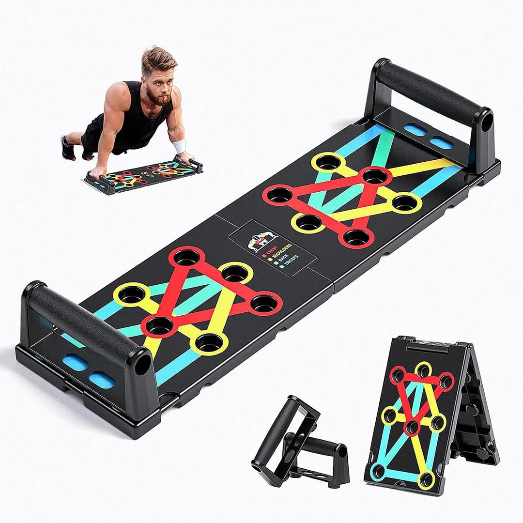 Push Up Board Exercise & Fitness Portable Foldable Strength Training Pushup Stands Home Workout Equipment Multi-Functional Fitness Floor Chest Muscle Exercise for Man and Women (FWCB01)