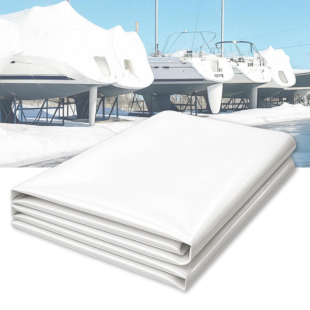Shrink Wrap for Boats 15' x 15', 8 Mil Polyethylene Plastic Boat Shrink Wrap for Boat Marine Protection and Storage, White Boat Shrink Film with UV Resistance