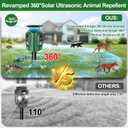 Solar Ultrasonic Animal Repellent Outdoor,360Â° Motion Sensor Cat Dog Repeller, IP65 Waterproof Deterrent with Flashing Light,Drive Away Rabbit Deer Squirrel Skunk,Protects Yard Garden Lawn (Upgraded)