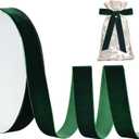 TONIFUL Christmas Green Velvet Ribbon 1 Inch x 25yds, Vintage Velvet Ribbons, for Christmas Wreath Decoration Handmade Craft Ornaments Gift Wrapping & Bow Making, Valentine's Day Bouquet Packaging