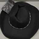 Western Cowgirl Hat for Women Men, Fedora Wide Brim Rhinestone Cowboy Hat with Bandana and Cowgirl Tassels Earrings (Black)