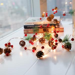 LLGT Christmas String Lights 5.7ft LED Copper Wire Light Christmas Tree Decorative Lights with Red Berry and Leaves Battery Operated Fairy String Lights Indoor Outdoor Christmas Decorations LLGT Christmas String Lights 5.7ft LED Copper Wire Light Christmas Tree Decorative Lights with Red Berry and Leaves Battery Operated Fairy String Lights Indoor Outdoor Christmas Decorations