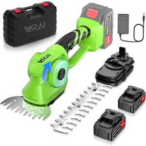 Cordless Hedge Trimmer, 2-in-1 Hedge Trimmer, Ultra Long Battery Life with Battery*2, high-Power and high-Capacity Grass Trimmer for Gardens, Yards and lawns, Including Charger (green-black)