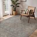 GENIMO 9x12 Washable Area Rugs for Living Room, Non Slip, Gray Blue Brown