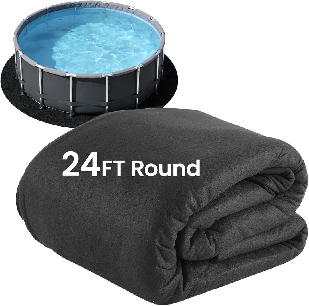 Poolvio 24' -Foot Round Above Ground Pool Liner Pad, Geotextile Under Padding, Extends Liner Life, Puncture & Weed Barrier