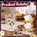 Honeydak Halloween Ghost Glass Coffee Mug 10 oz Cute Tea Milk Cup Ghost Double Wall Glass Insulated Spooky Cup Gifts Heat Resistant for Hot Cocoa Milk Halloween Party Supplies(Clear,Cute)