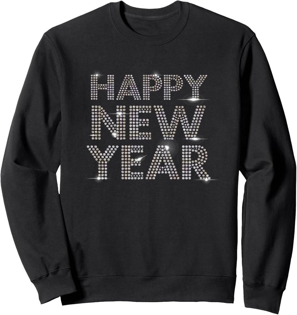 Bling Happy New Year - New Years Eve T Sweat Shirt (Small, Black)