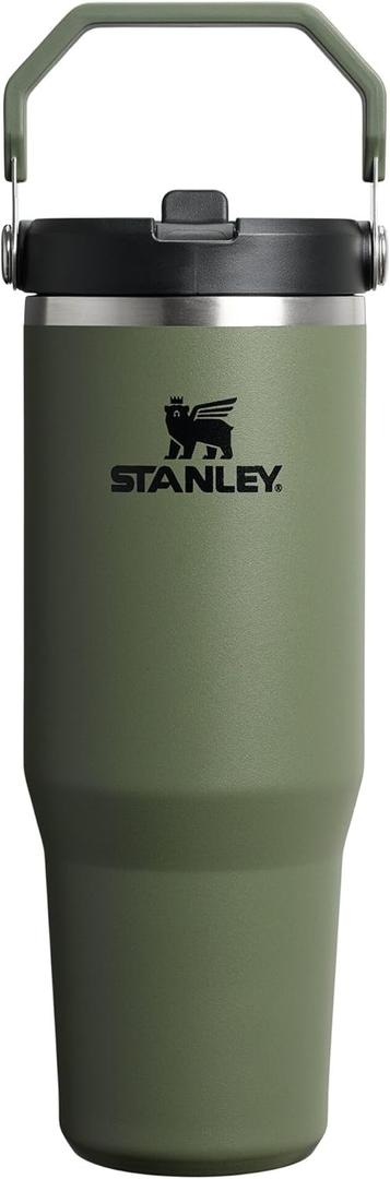 Stanley IceFlow Flip Straw Tumbler with Handle | Twist On Lid and Flip Up Straw | Leak Resistant Water Bottle | Insulated Stainless Steel | BPA-Free (30 Ounces, Dried Pine)