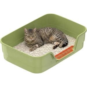 Low Entry Litter Box for Senior Cats Extra Large Cat Litter Box with High Sides for Kitten, Anti Splashing & Easy to Clean for Indoor Cats Litter Pan (Green)