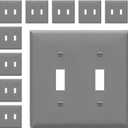 ENERLITES Toggle Light Switch Wall Plate, Gloss Finish, Size 2-Gang 4.50" x 4.57", Unbreakable Polycarbonate Thermoplastic, 8812-GR-10PCS, Gray (10 Pack)