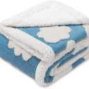 Luciphia Waterproof Pet Blanket for Medium Large Dogs Washable Fluffy Thick Jacquard Shag Fleece Warm Sherpa 3D Textured Flower Print for Cats Puppy Couch Protection (Blue Cloud,40x28 inches)