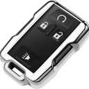 Tukellen for Chevrolet Key Fob Cover Soft TPU Full Protection Key Shell Key Case Compatible with Chevrolet Chevy Silverado Suburban Tahoe Colorado GMC Sierra Yukon Canyon 4 Buttons (Silver)