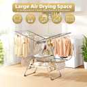 Clothes Drying Rack Foldable, 2-Tier Stainless Steel Heavy Duty Laundry Rack with Adjustable Height Wings, Sock Clips, Space Saving Drying Rack Clothing for Indoor & Outdoor, Apartment, Balcony, Large