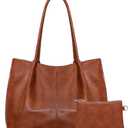Large Tote Bag for Women Work Vegan Leather 16L Ladies Handbags Womens Big Purses Shoulder for Travel (C1-brown)