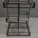 Vintage Glow Antique 360 Degree Rotating Makeup Organizer,4-Tier Spinning Perfume Tray,Countertop Cosmetic Storage ,Glass Beauty Display,Retro Large Capacity Vanity Organizer for Brushes Skincare (Brass)