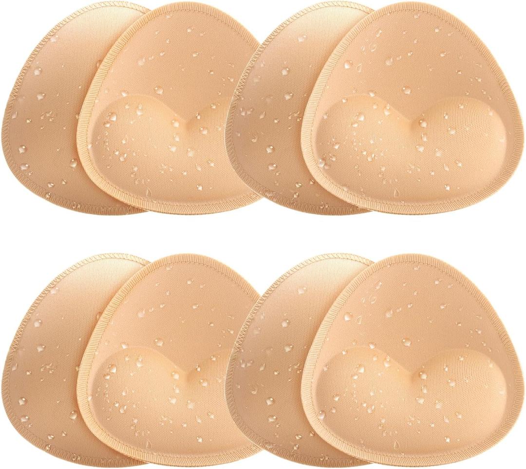 Waterproof Bathing Suit Cups Inserts - 4 Pairs Swimsuit Pads Heart Push up Insert for Women, Bikini Padding Insert (Beige) Waterproof Bathing Suit Cups Inserts - 4 Pairs Swimsuit Pads Heart Push up Insert for Women, Bikini Padding Insert (Beige)