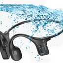 IPX8 Waterproof Bone Conduction Headphones Swimming Underwater Bluetooth Headsets with MP3 Player Open Ear Headsets with Mic Wireless Earphones Built-in 32GB Memory for Running Cycling Gym Workouts (Q4-Black)