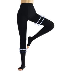 beister Medical Compression Pantyhose Women & Men,20-30mmHg Open Toe Thigh High Compression Tights Graduated Support, Black, Small