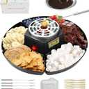 Smores Kit Roaster & Fondue Set with Temperature Control  Electric Chocolate Melter for Indoor Marshmallow Roasting, Date Nights, Movie Nights, Party Snacks & Couple Gifts (Gift Box Included) (Black)