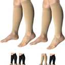 HealthyNees Shin 15-20 mmHg Med Compression Circulation Wide Leg Big Calf Sleeve (Beige Combo, 3X-Large)