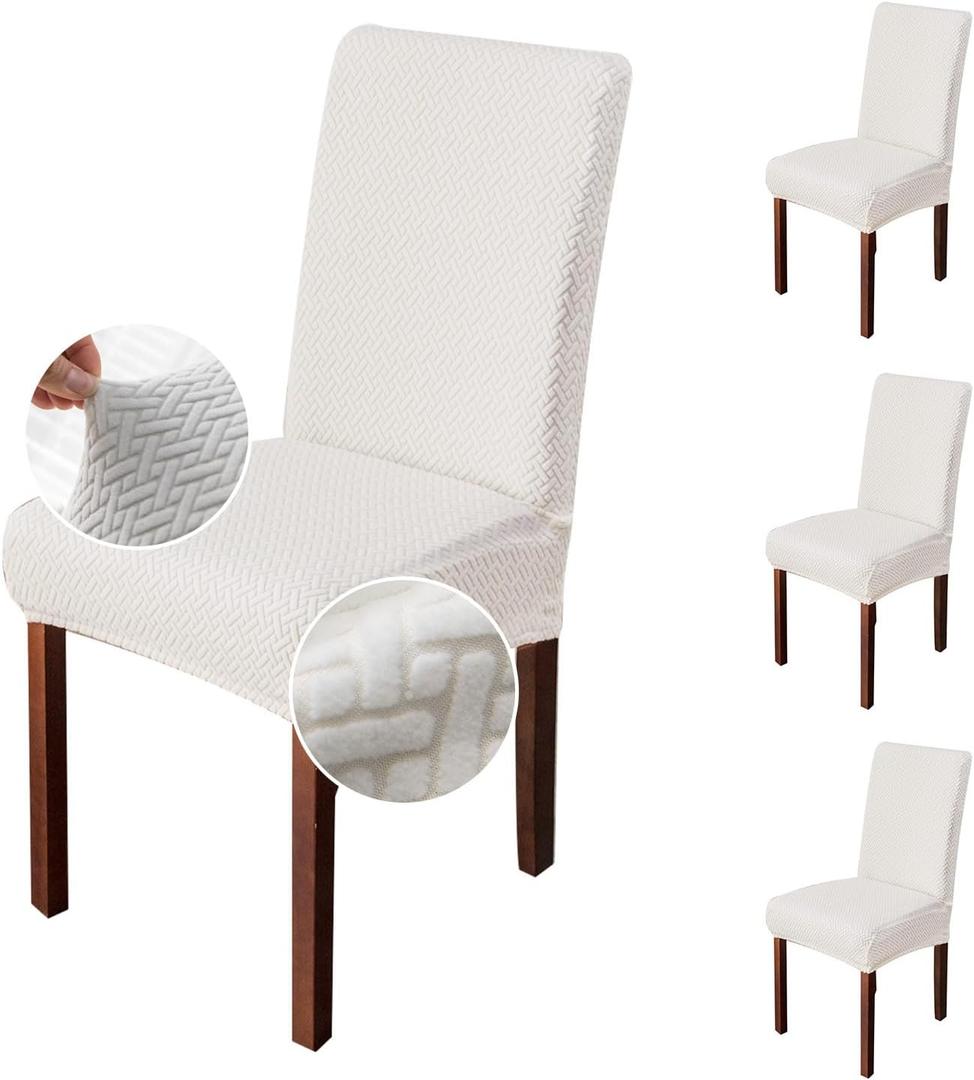 Genina Chair Covers for Dining Room Set of 4 Dining Chair Cover Stretch Kitchen Parsons Chair Covers,White