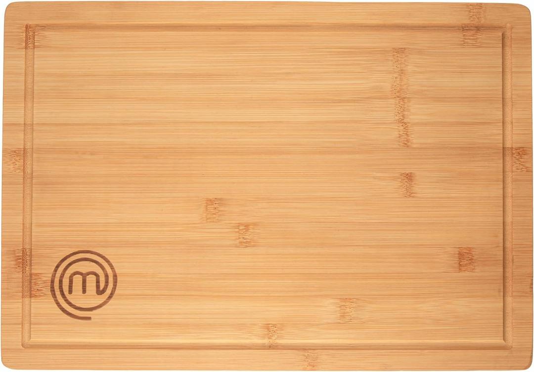 MasterChef Bamboo Cutting Board for Kitchen, Butcher Block Countertop, Large Chopping Board Wood 18" x 12", Natural, Organic & Food Safe Surface, Reversible Wooden Cutting Board with Juice Groove