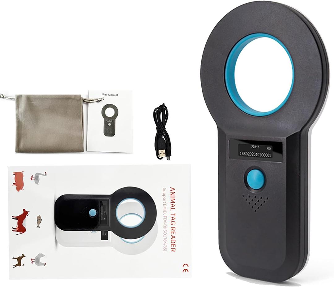 RFID Pet Microchip Scanner: Rechargeable Pet Chip Scanner EMID Microchip Reader 134.2kHz 125kHz 15 Digits Pet Chip ID Scanner for Animal/Pets/Pigs/Dogs/Cats (TM90B Black)