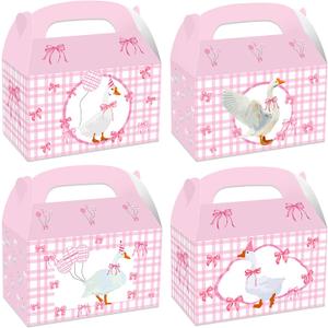 12PCS Pink One Silly Goose Party Favor Supplies Pink One Silly Goose Boxes | Pink Party Bags Boxes Treat Boxes Gift Cookies Snacks Bags for One Silly Goose Themed Birthday Party Baby Shower