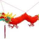 3D Chinese Paper Dragon Garland, Hanging Decoration for New Year Party Mid-Autumn Festival Spring Festival Ornaments (39 inch)